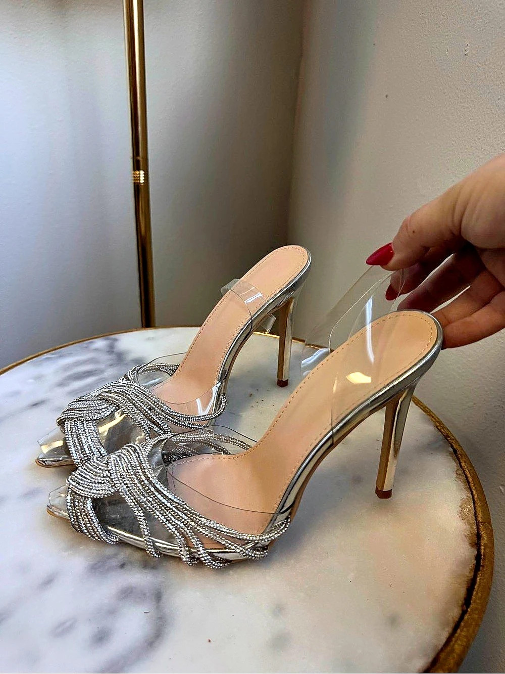 Silver Rhinestone Formal Wedding Heels